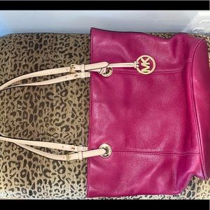 Magenta Leather Michael Kors tote